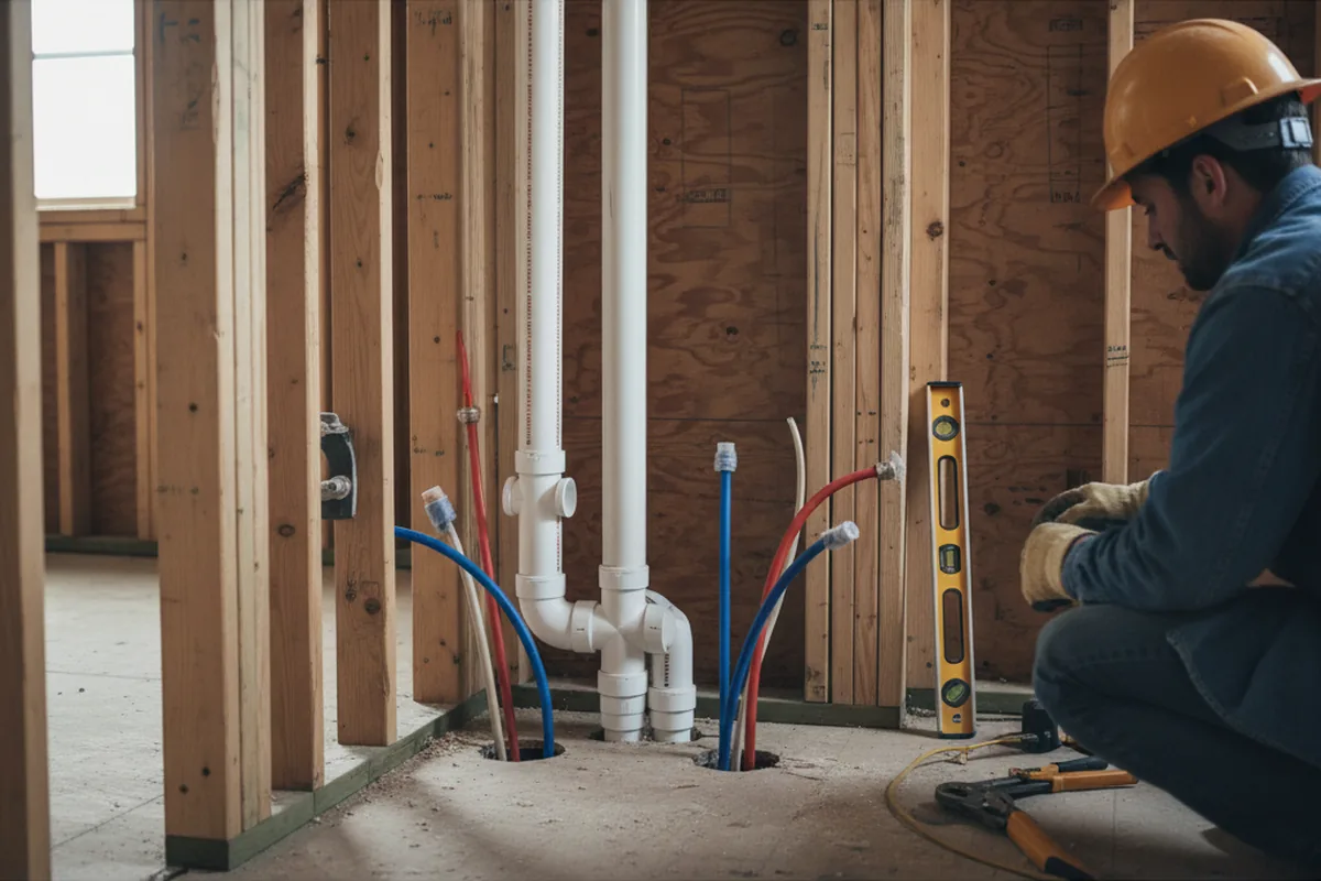 Drain and supply rough-in during Garbage Disposal Repair in Hamptonville