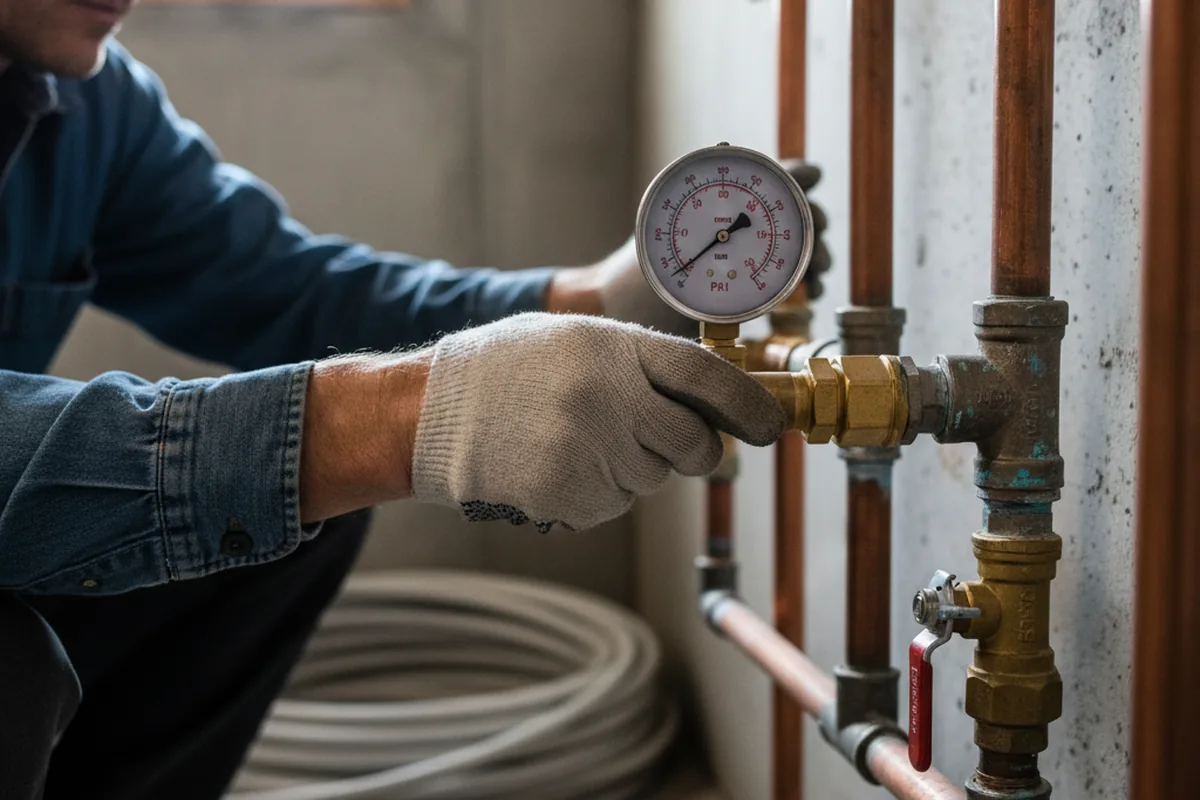 Pressure testing a repaired line during Water Line Repair in Hamptonville